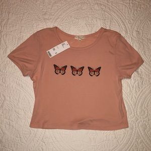 Urban Outfitters Butterfly Cropped Tee Size Large